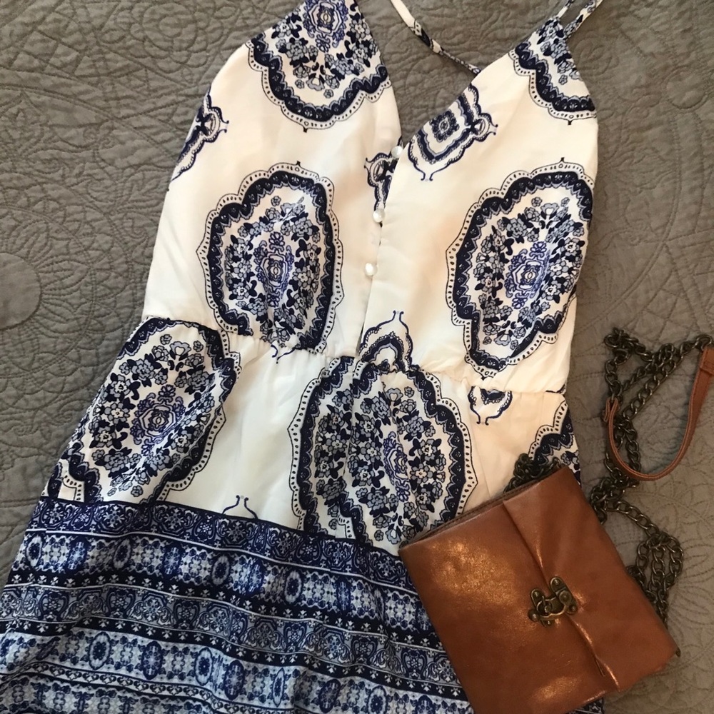 Blue Paisley Romper